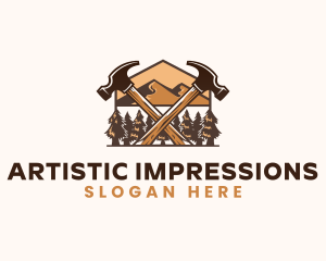 Hammer Carpentry Mountain logo design