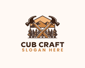 Hammer Carpentry Mountain logo design