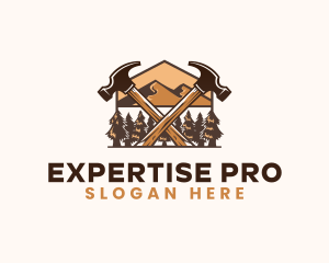 Hammer Carpentry Mountain logo design