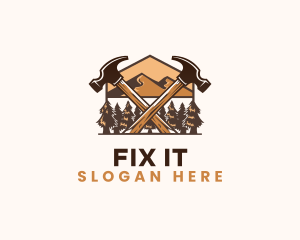 Hammer Carpentry Mountain logo design