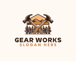 Hammer Carpentry Mountain logo design