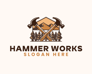 Hammer - Hammer Carpentry Mountain logo design