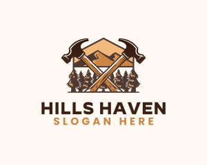 Hammer Carpentry Mountain logo design