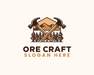 Hammer Carpentry Mountain logo design