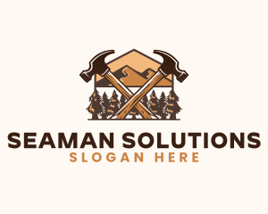 Hammer Carpentry Mountain logo design