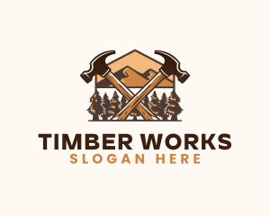 Hammer Carpentry Mountain logo design