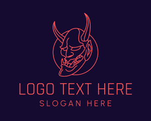 Gaming - Red Gaming Hannya Demon Mask logo design