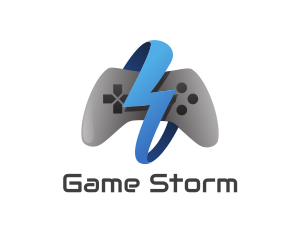 E Sports - Blue Lightning Controller logo design