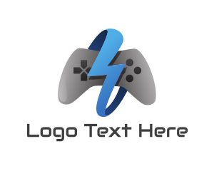 Game Community - Blue Lightning Controller logo design