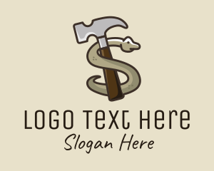 Serpent - Snake Hammer Tool logo design