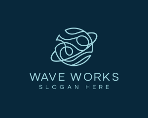 Wave Lines Planet logo design