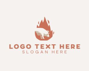 Flaming - Hot Roast Pig logo design