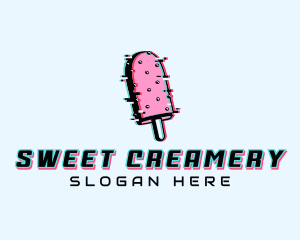 Creamery - Cyber Popsicle Glitch logo design