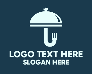 Plate - Cloche Fork Umbrella logo design