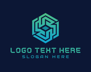 Gradient Hexagon Tech Maze logo design