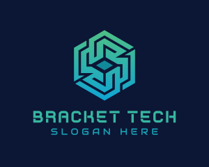 Gradient Hexagon Tech Maze logo design