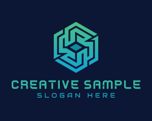 Gradient Hexagon Tech Maze logo design