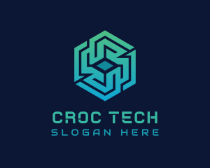 Gradient Hexagon Tech Maze logo design