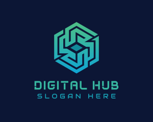 Website - Gradient Hexagon Tech Maze logo design