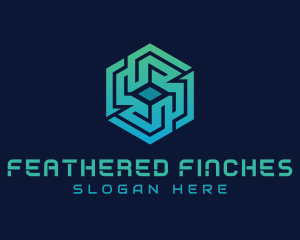 Gradient Hexagon Tech Maze logo design