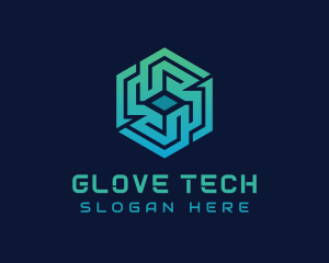 Gradient Hexagon Tech Maze logo design