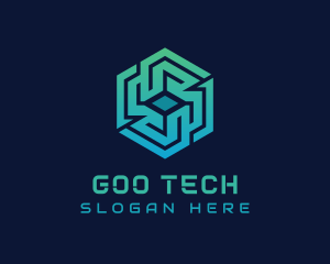 Gradient Hexagon Tech Maze logo design