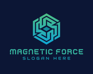 Gradient Hexagon Tech Maze logo design