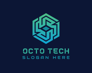 Gradient Hexagon Tech Maze logo design