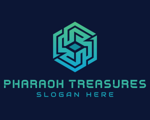 Gradient Hexagon Tech Maze logo design