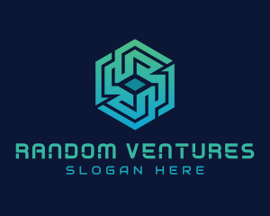 Gradient Hexagon Tech Maze logo design