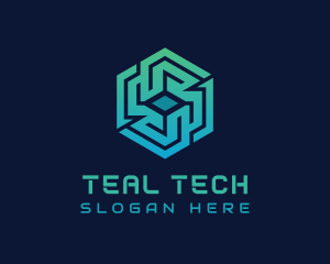 Gradient Hexagon Tech Maze logo design