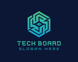 Gradient Hexagon Tech Maze logo design