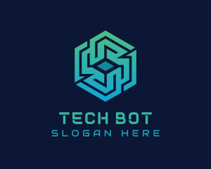 Gradient Hexagon Tech Maze logo design