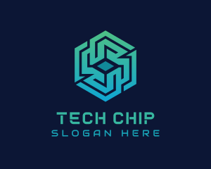 Gradient Hexagon Tech Maze logo design