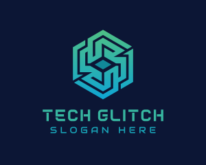 Gradient Hexagon Tech Maze logo design