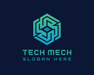 Gradient Hexagon Tech Maze logo design