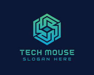 Gradient Hexagon Tech Maze logo design