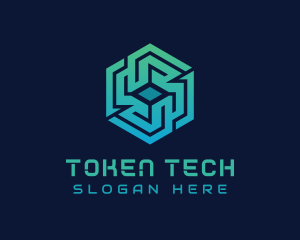 Gradient Hexagon Tech Maze logo design