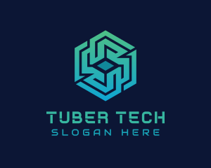 Gradient Hexagon Tech Maze logo design