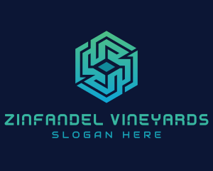 Gradient Hexagon Tech Maze logo design