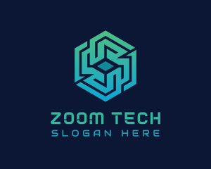 Gradient Hexagon Tech Maze logo design