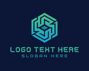 Microchip - Gradient Hexagon Tech Maze logo design