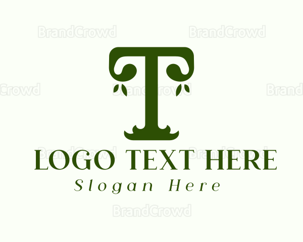 Garden Pillar Letter T Logo