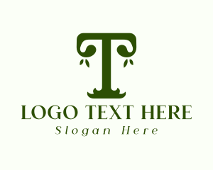 Natural Product - Garden Pillar Letter T logo design
