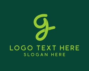 Letterform - Green Cursive Loop Letter G logo design