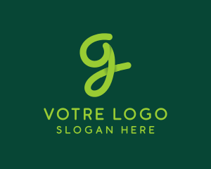 Writing - Green Cursive Loop Letter G logo design