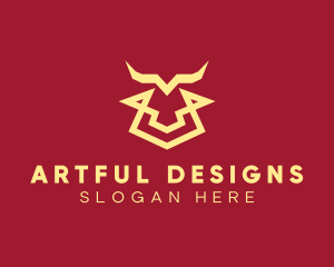 Geometric Bull Lines logo design