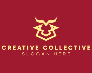 Geometric Bull Lines logo design