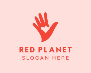 Red Heart Hand logo design