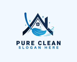 Disinfecting - Housekeeping Cleaning Broom logo design